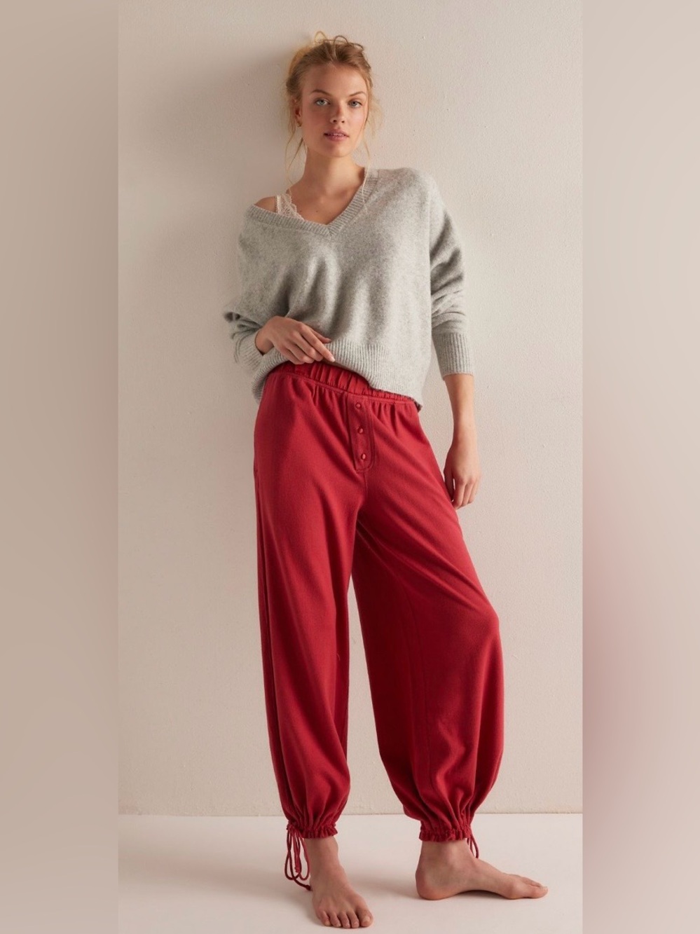 NWT FREE PEOPLE INTIMATELY DON'T LOOK BACK LOUNGE PANTS DEEP CHERRY